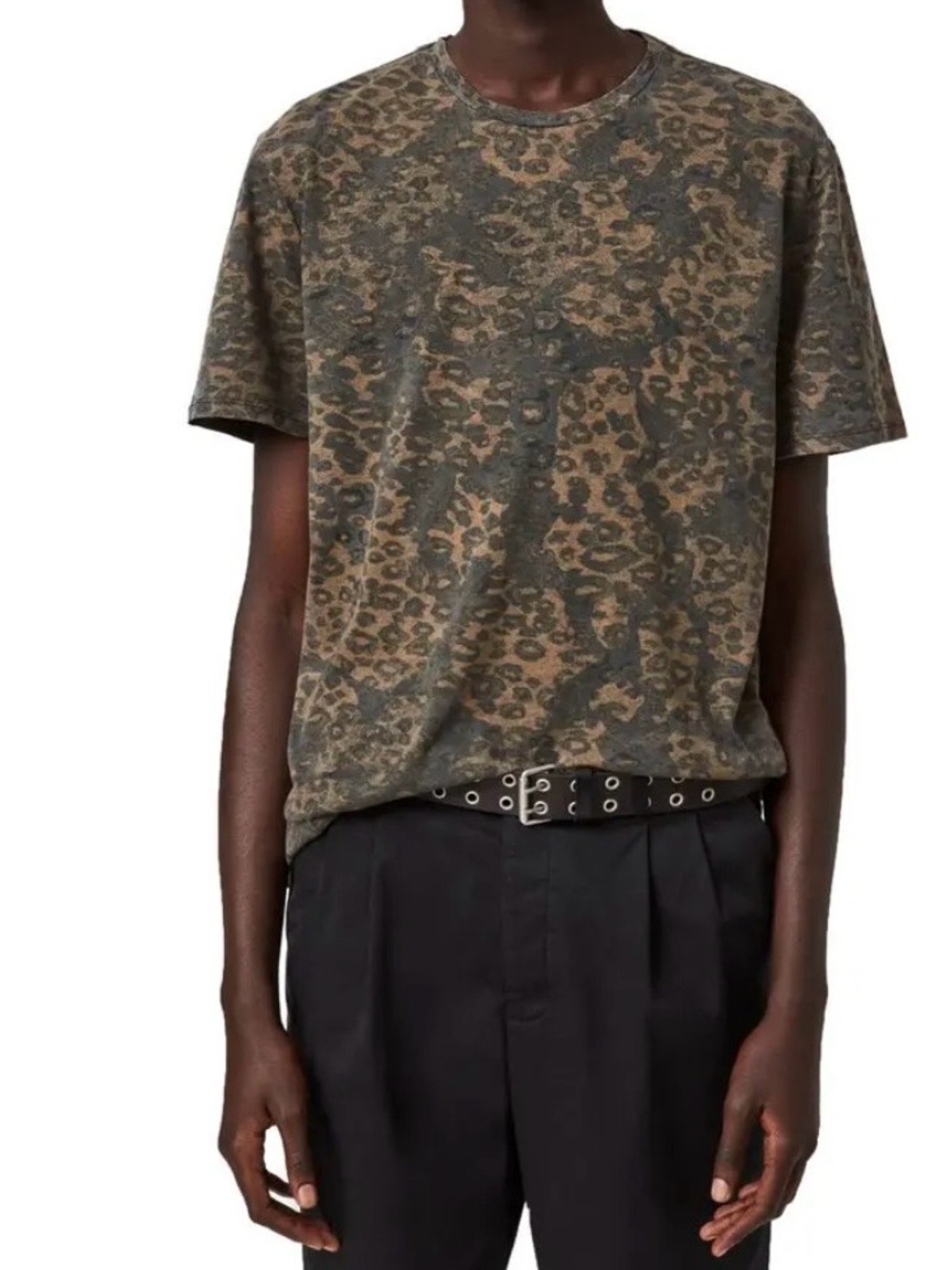 Allsaints Khaki Camo SS Crew T-Shirt